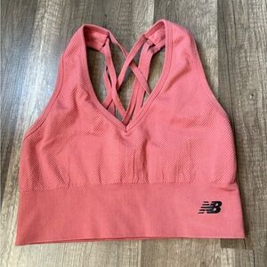 New Balance Coral Sports Bra with Crisscross Back